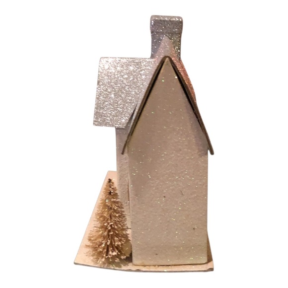 Light Up Glittering Silver Holiday House Decoration - Picture 2 of 4